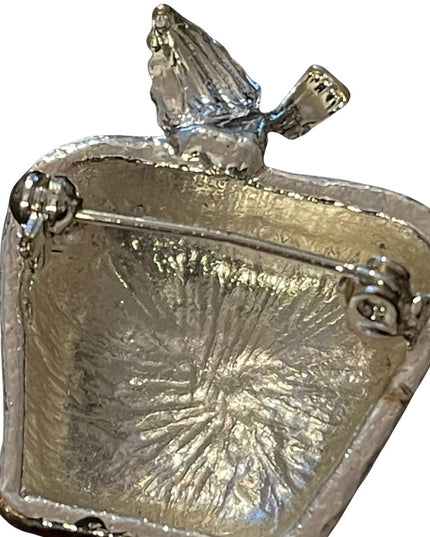 Teachers rule red enamel silver finish brooch