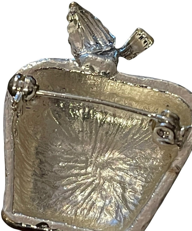 Teachers rule red enamel silver finish brooch