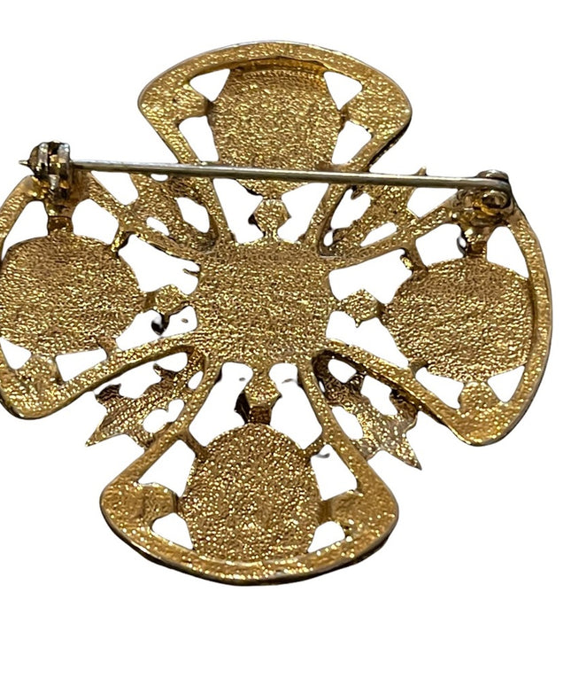 Vintage 1980s Majestic faux pearl royal brooch