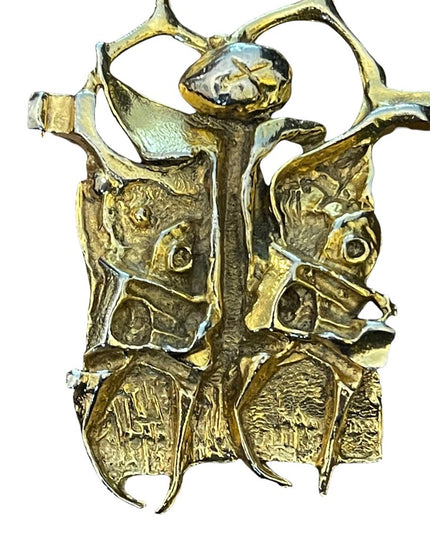 Brutalist signed Tumarkin Brooch/Pendant Prisoner of Conscience– Israel – 1970s