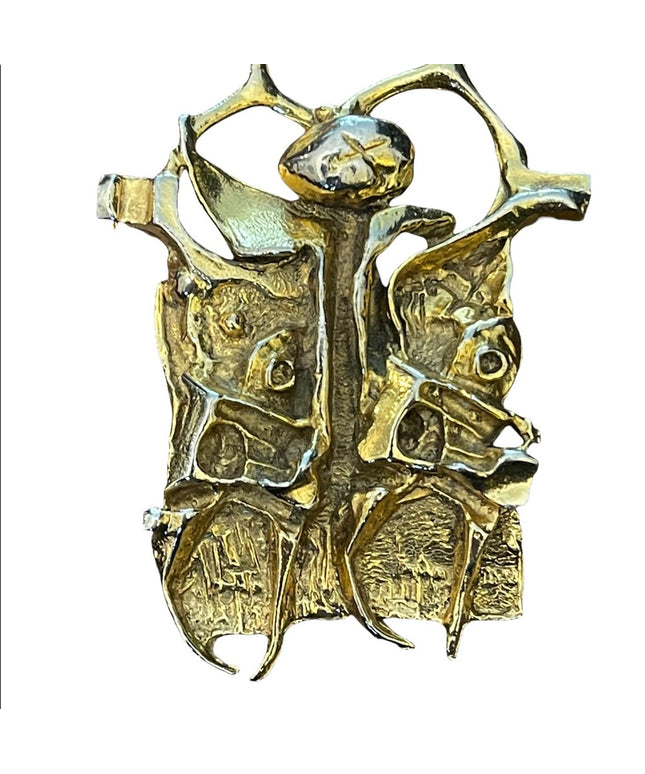 Brutalist signed Tumarkin Brooch/Pendant Prisoner of Conscience– Israel – 1970s