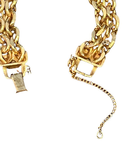 Vintage thick chunky HEAVY brushed gold finish heart bracelet