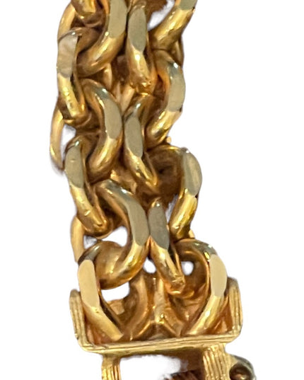 Vintage thick chunky HEAVY brushed gold finish heart bracelet