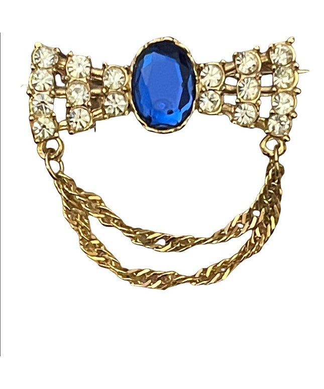 Vintage 1980s revival crystal resin brooch with gold finish magestic