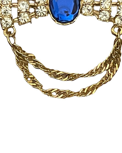 Vintage 1980s revival crystal resin brooch with gold finish magestic