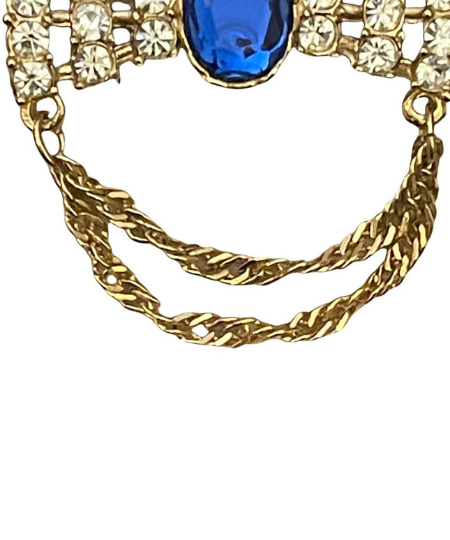 Vintage 1980s revival crystal resin brooch with gold finish magestic