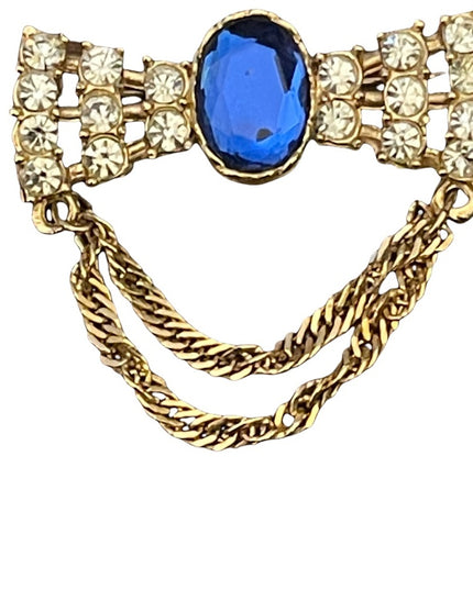 Vintage 1980s revival crystal resin brooch with gold finish magestic