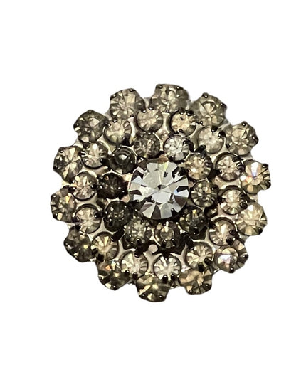 Vintage small crystal round brooch clear