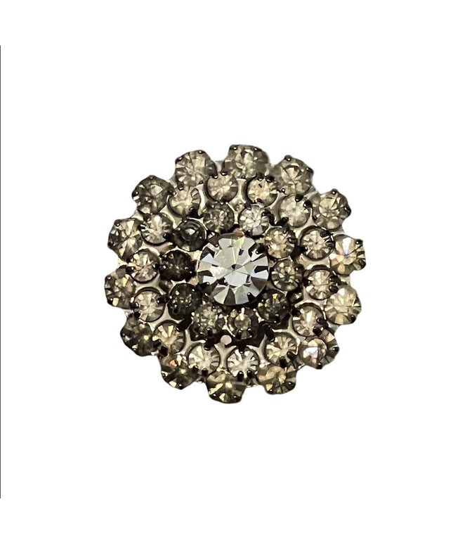 Vintage small crystal round brooch clear