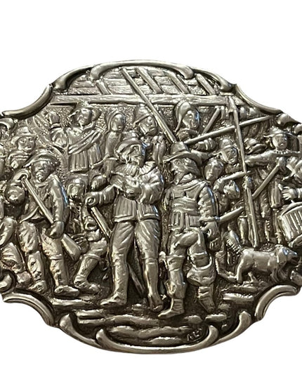 Antique Dutch Battle scene silver brooch