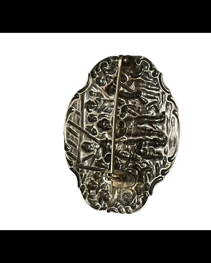 Antique Dutch Battle scene silver brooch