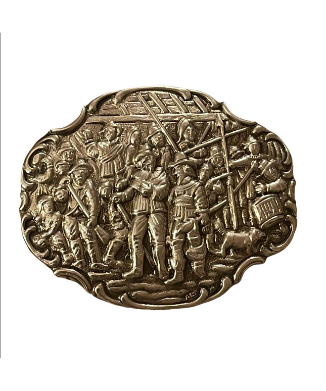 Antique Dutch Battle scene silver brooch