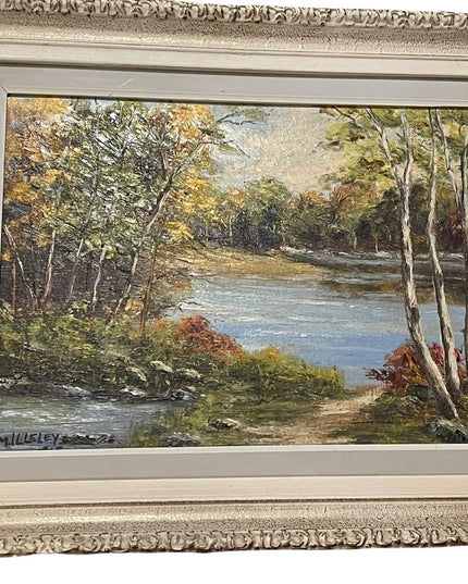Vintage framed signed Oil painting on board 1965 landscape