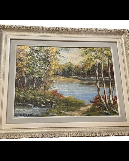 Vintage framed signed Oil painting on board 1965 landscape