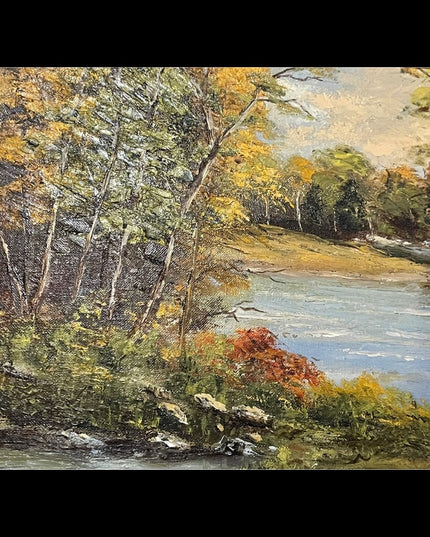 Vintage framed signed Oil painting on board 1965 landscape