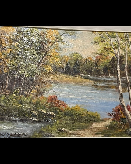 Vintage framed signed Oil painting on board 1965 landscape