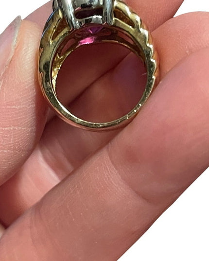 Chunky sterling silver gold plated amethyst ring
