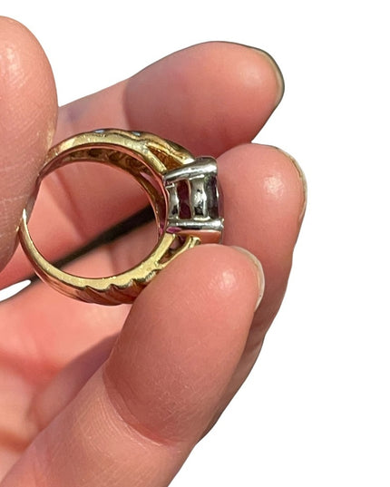Chunky sterling silver gold plated amethyst ring