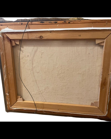 Vintage Wood frame Signed canvas nautical painting “P Kits”