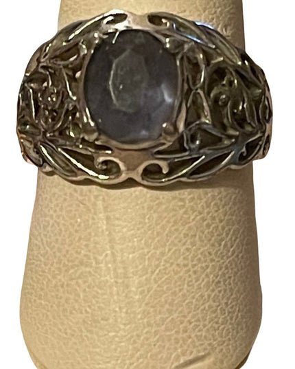 Sterling silver blueish purple stone crystal ring 925