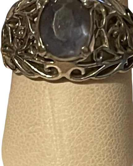 Sterling silver blueish purple stone crystal ring 925
