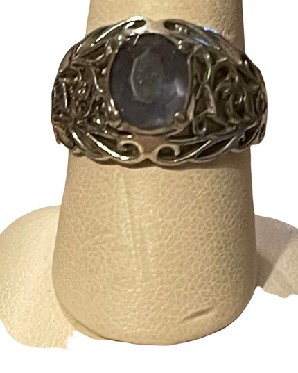 Sterling silver blueish purple stone crystal ring 925