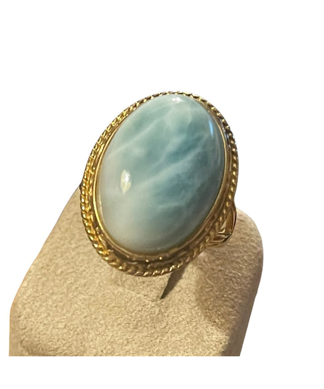 Sterling silver gold plt Larimar fancy ring