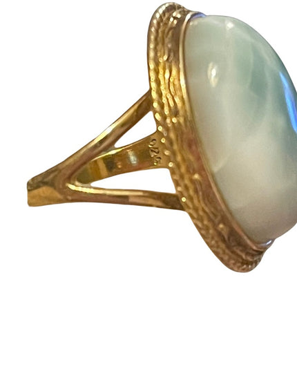 Sterling silver gold plt Larimar fancy ring