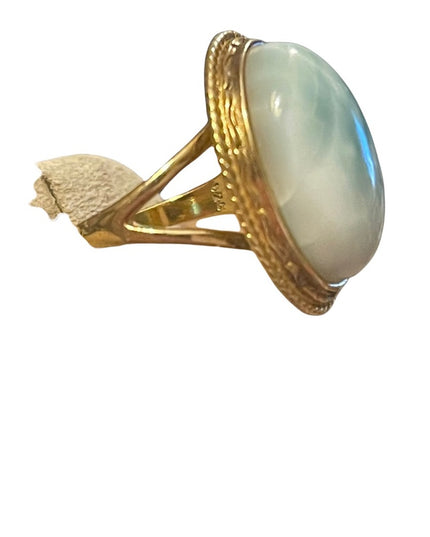 Sterling silver gold plt Larimar fancy ring
