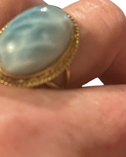 Sterling silver gold plt Larimar fancy ring