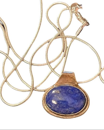 Sterling silver 925 Lapis Lazuli Necklace pendant chain