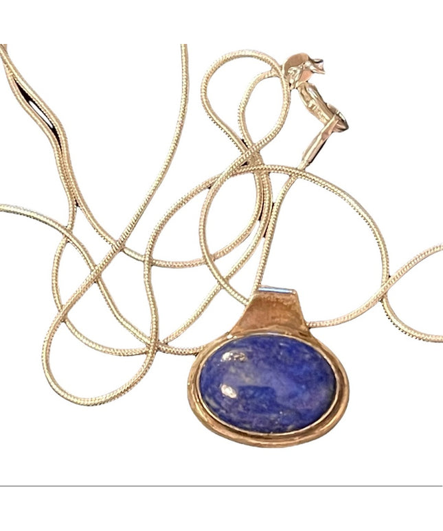 Sterling silver 925 Lapis Lazuli Necklace pendant chain