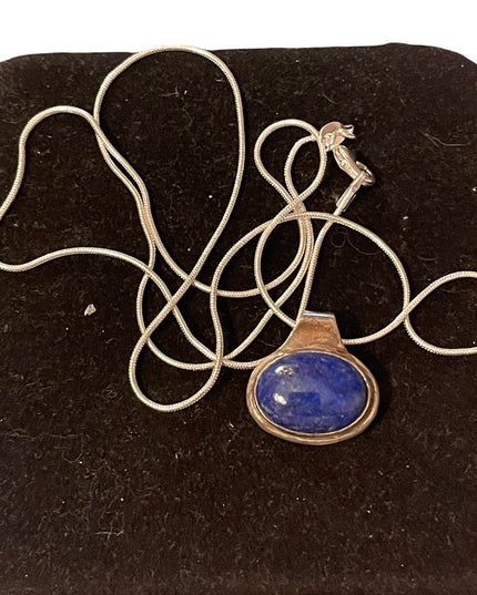 Sterling silver 925 Lapis Lazuli Necklace pendant chain
