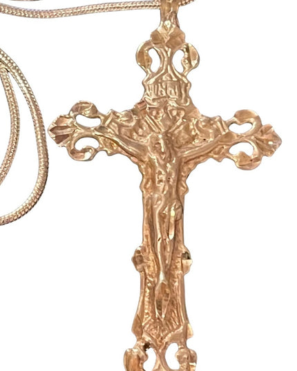 Sterling silver large crucifix cross necklace Fancy religious