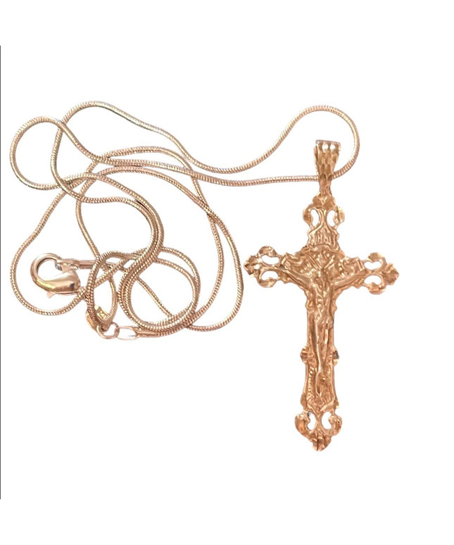 Sterling silver large crucifix cross necklace Fancy religious