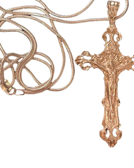 Sterling silver large crucifix cross necklace Fancy religious