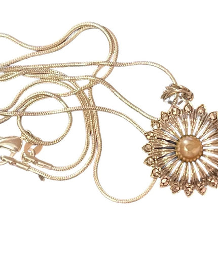 Sterling silver 925  starburst faux pearl crystal pendant & snake chain necklace
