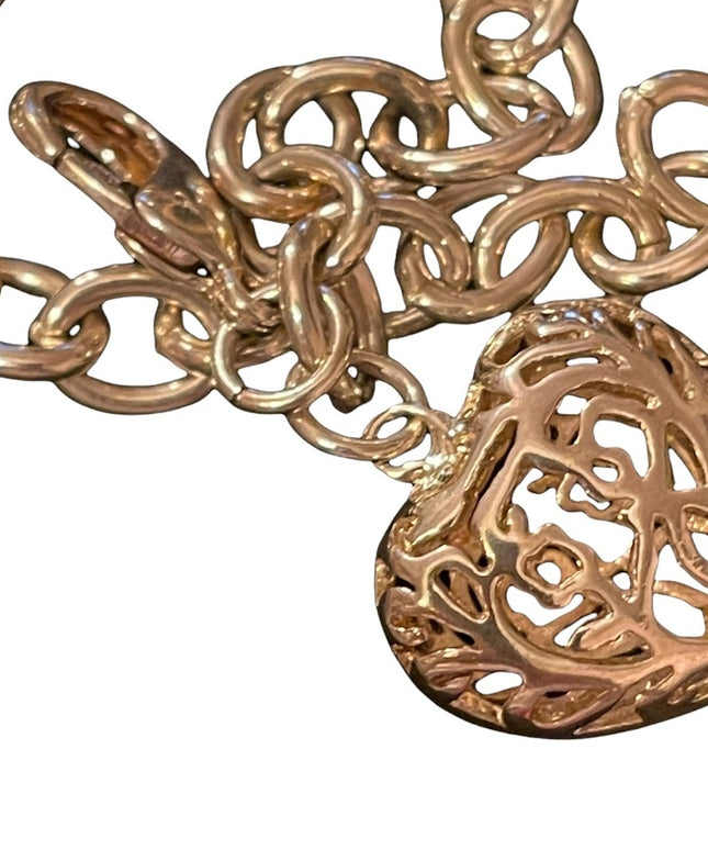 Sterling silver puffy heart large link bracelet