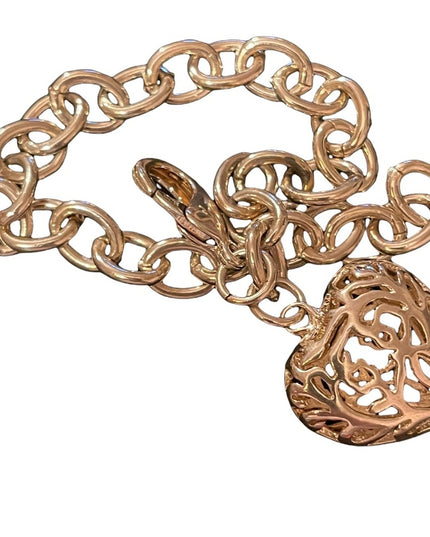 Sterling silver puffy heart large link bracelet