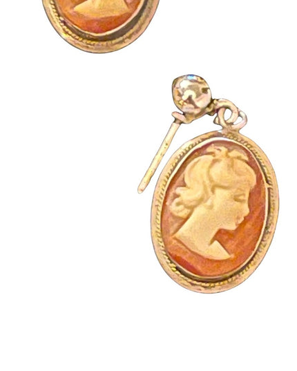 Vintage sterling silver shell cameo pierced earrings