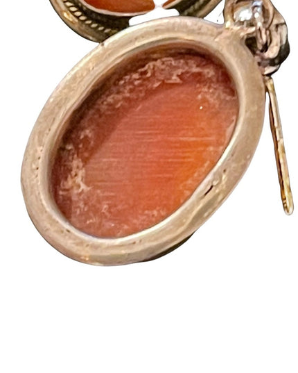 Vintage sterling silver shell cameo pierced earrings