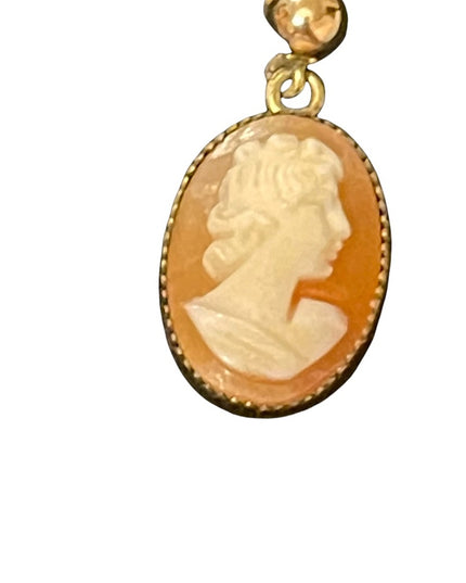 Vintage sterling silver GF shell cameo earrings pierced
