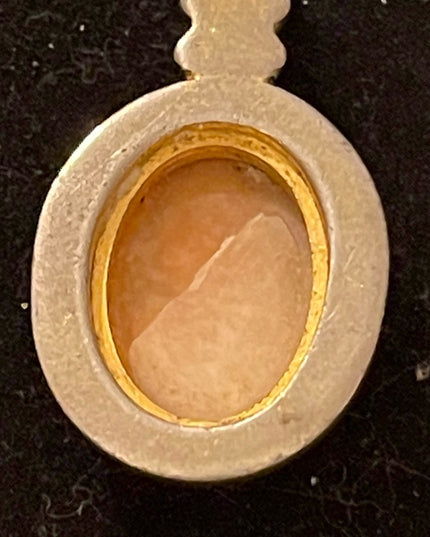 Vintage shell cameo pendant gold finish crystals