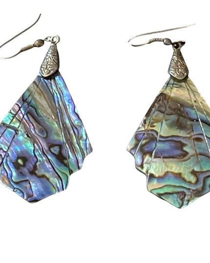 Vintage abalone dangle pierced earrings