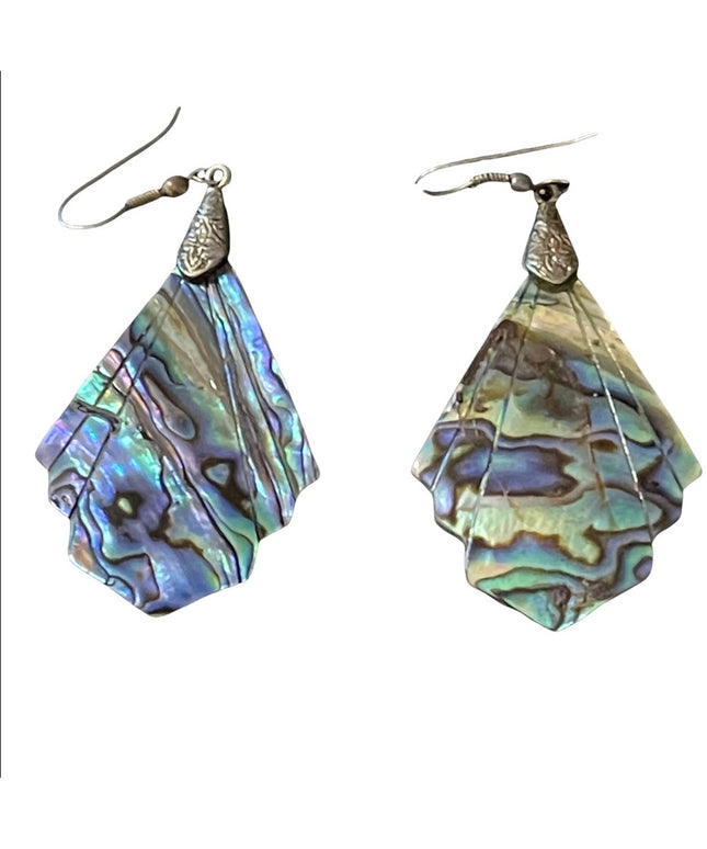 Vintage abalone dangle pierced earrings