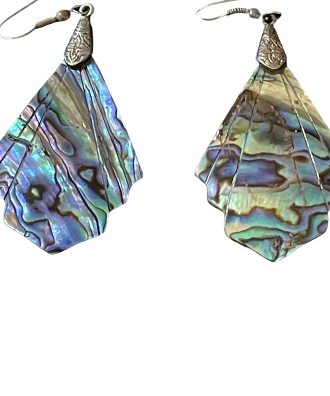 Vintage abalone dangle pierced earrings