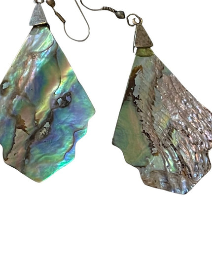 Vintage abalone dangle pierced earrings