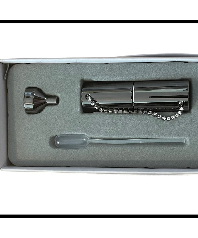 SWAROVSKI AUTHENTIC perfume atomizer bottle NIB grey crystal complete