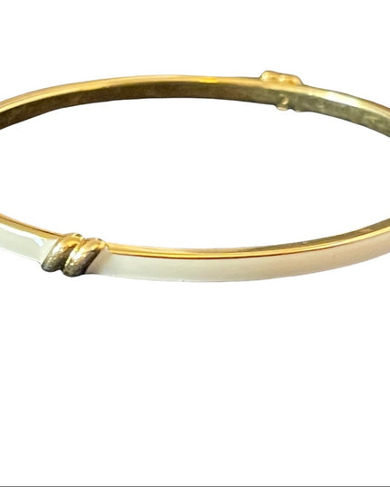 Vintage gold finish cream enameled bangle bracelet