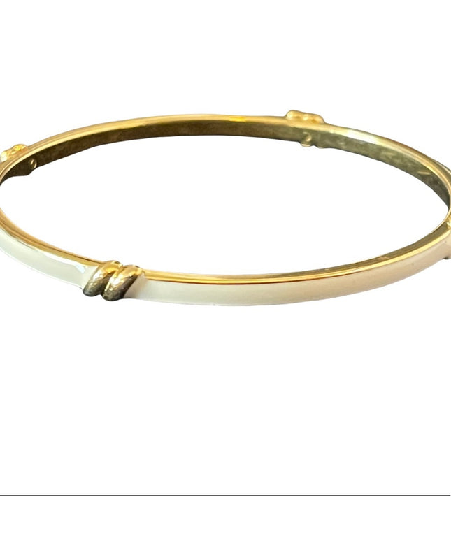 Vintage gold finish cream enameled bangle bracelet